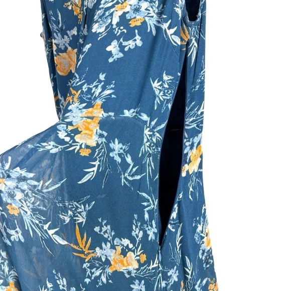 SUNDANCE ON THE BREEZE BLUE FLORAL VISCOSE SLEEVELESS SHARK BITE HEM MAXI DRESS - Picture 9 of 12